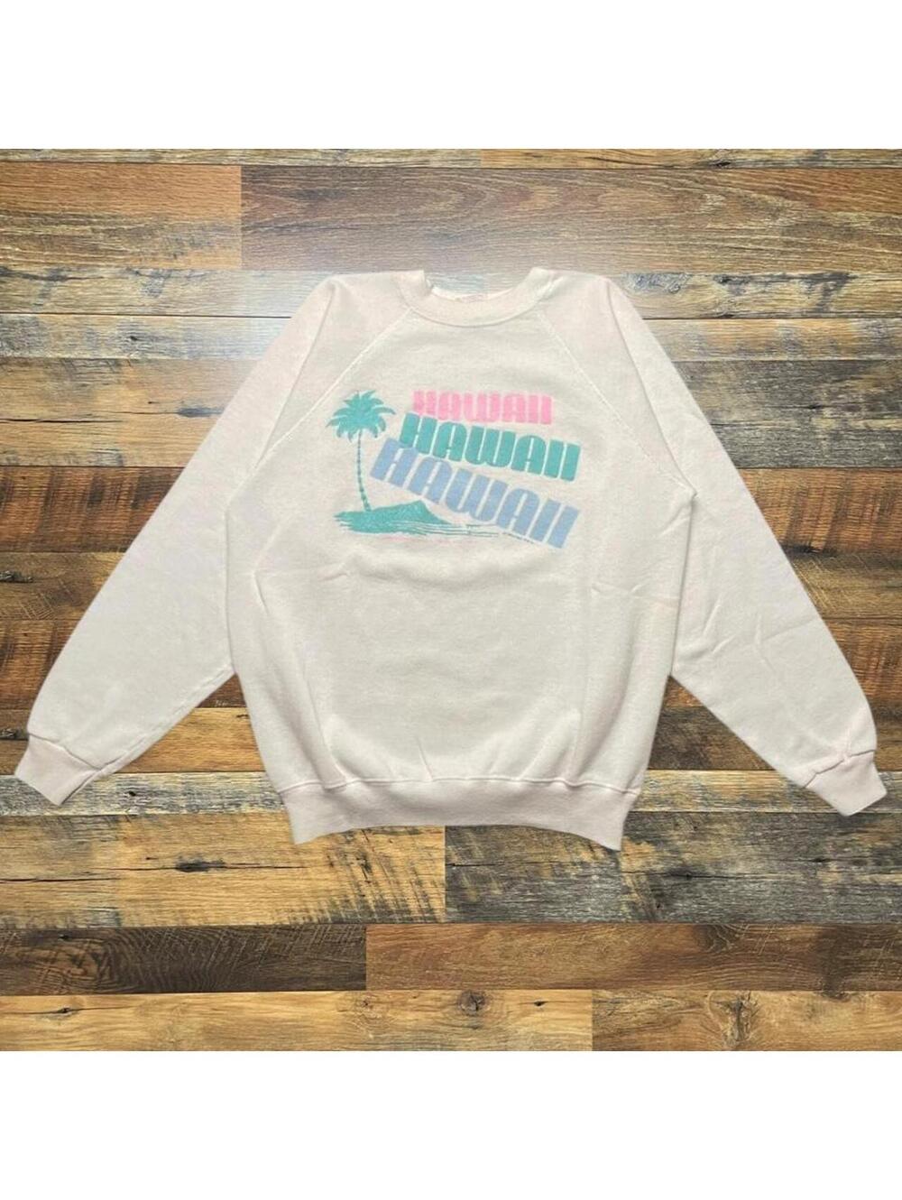 Vintage 80s Honolulu Waikiki Hawaii Tourist Sweatshirt Pullover Size Large